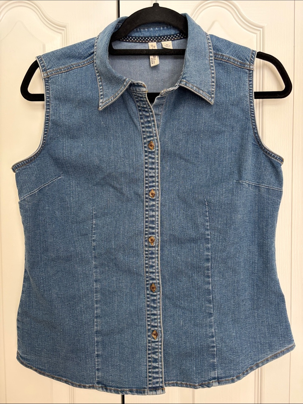 Vintage St. John’s Bay 90s Chambray Denim Sleeveless Button Up Petite Small